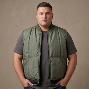 RefrigiWear Men's Vest Quilted Olive Green Workwear Made in USA Gorpcore Large